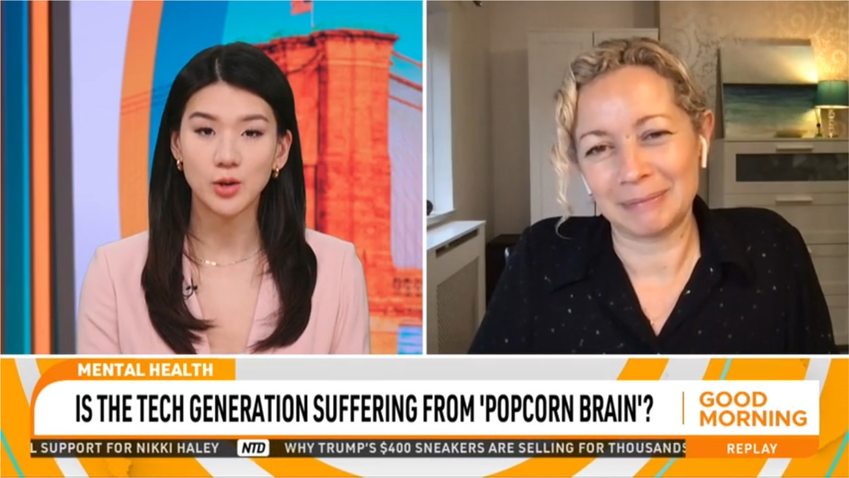 Dr Tara on NTD TV talking about popcorn brain