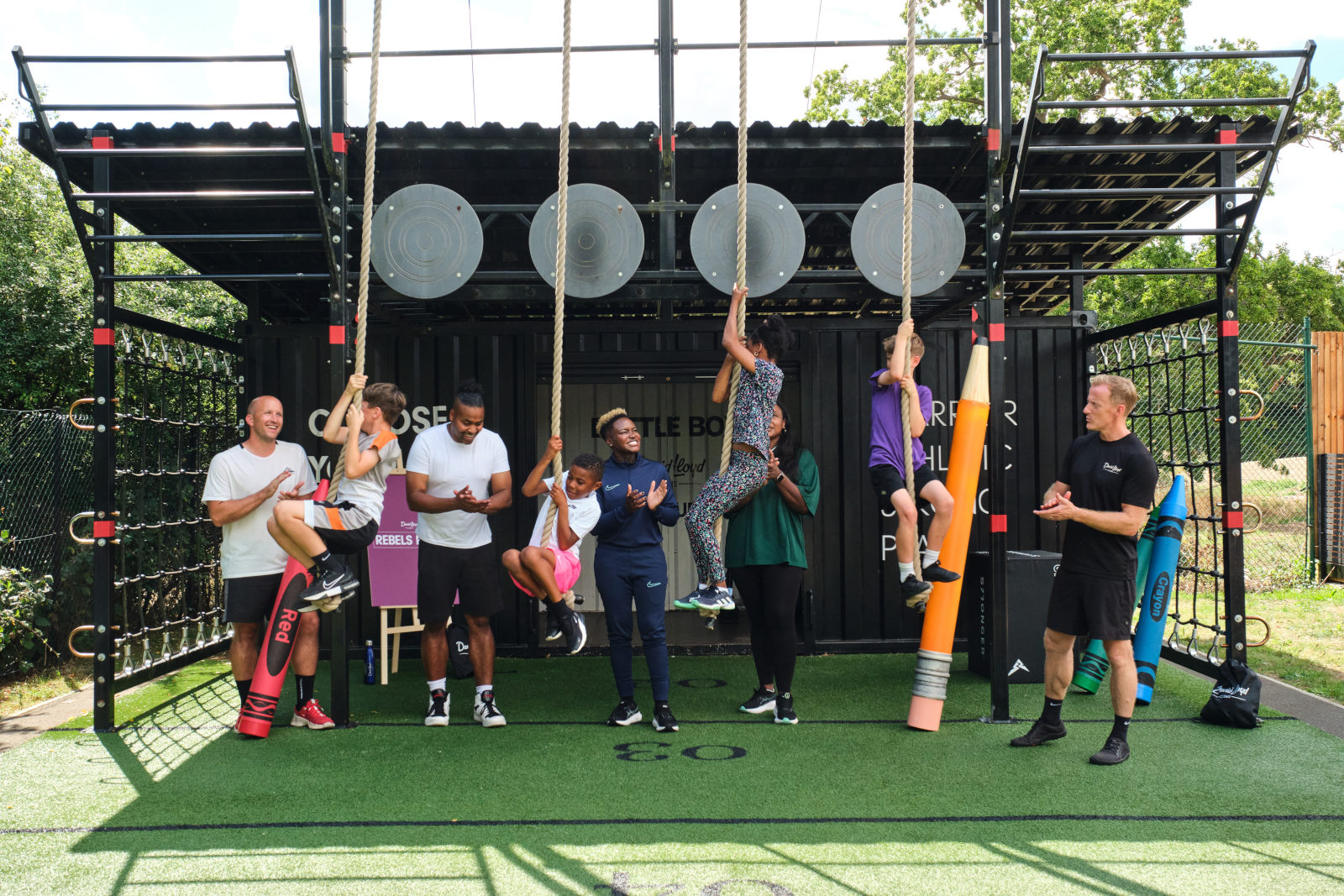 Young people playing physical games